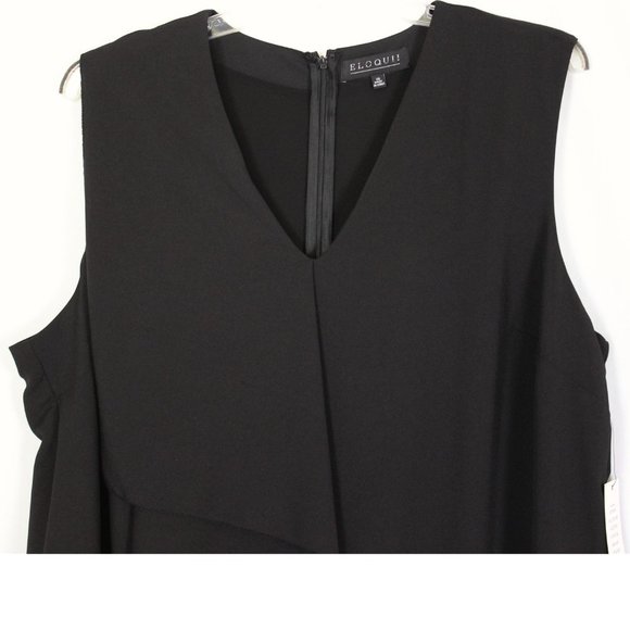 NWT Eloquii Black Ruffled Front Dress Size 20 - Picture 5 of 11